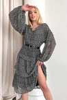 Balloon Sleeve Spotted Dress Black - MASHUP