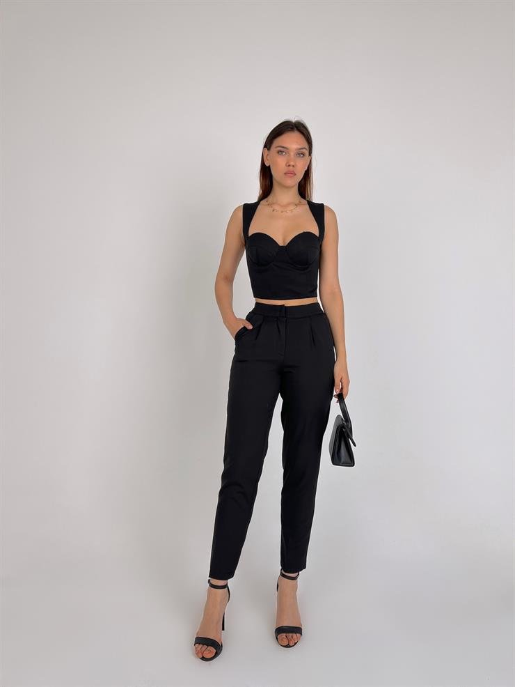 Black Classic Formal Pant & Black Casual Top - MASHUP