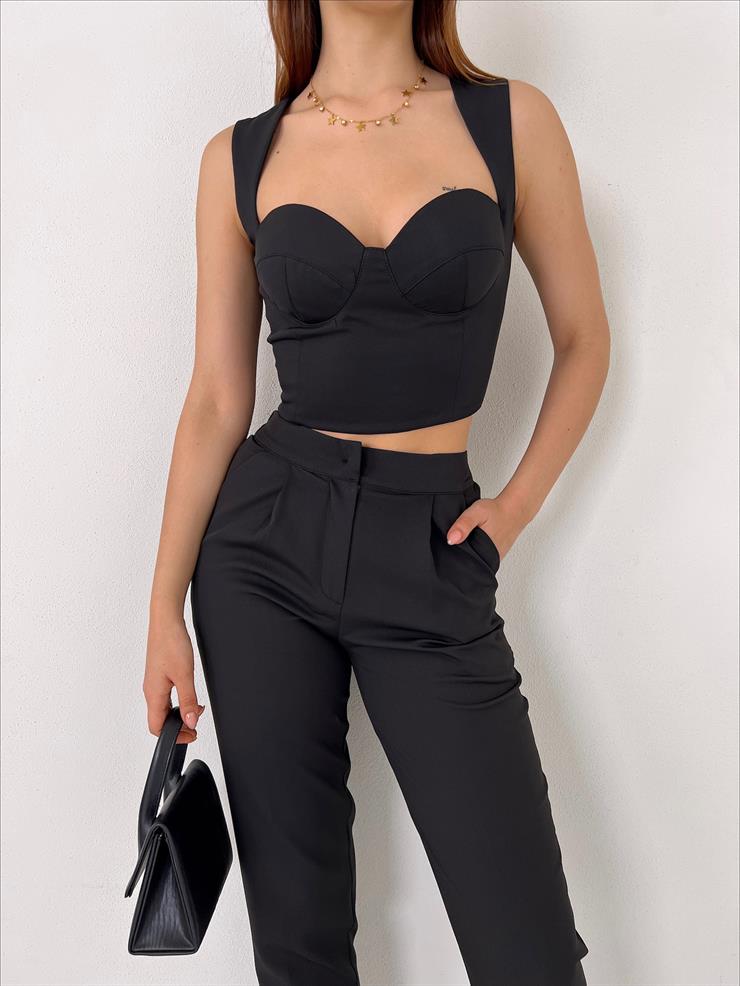 Black Classic Formal Pant & Black Casual Top - MASHUP