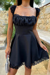 Black Lace Detail Tied Dress - MASHUP