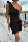 Black Shoulder Detail Mini Dress - MASHUP