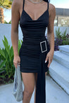 Black Stone Detailed Strappy Mini Dress - MASHUP