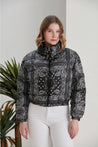 Black Women's Crop Patterned Coat - MASHUP