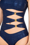 Blue Cut Outs One Piece Bikini - MASHUP