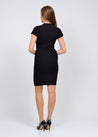 BODY FIT BLACK RIB MIDI DRESS - MASHUP