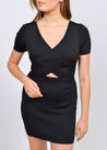 Cut Out Detail Solid Bodycon Dress - MASHUP