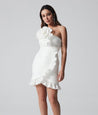 Elegant White Mini Flower Bow Dress - MASHUP