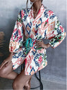 Kimono With Shorts Patterned Set - MASHUP