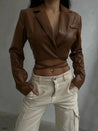 Leather Crop Jacket with Straps - MASHUP