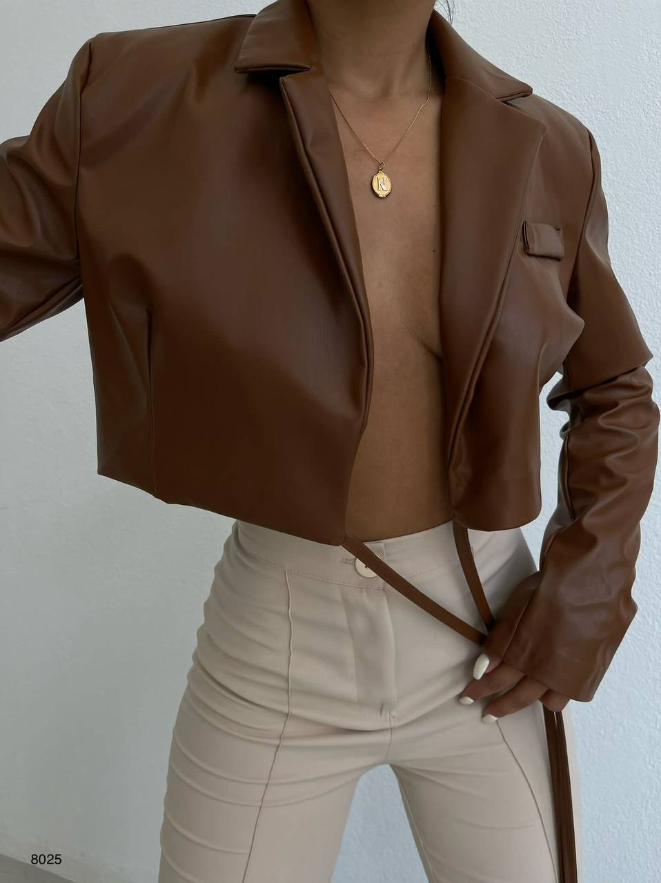 Leather Crop Jacket with Straps - MASHUP