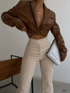 Leather Crop Jacket with Straps - MASHUP