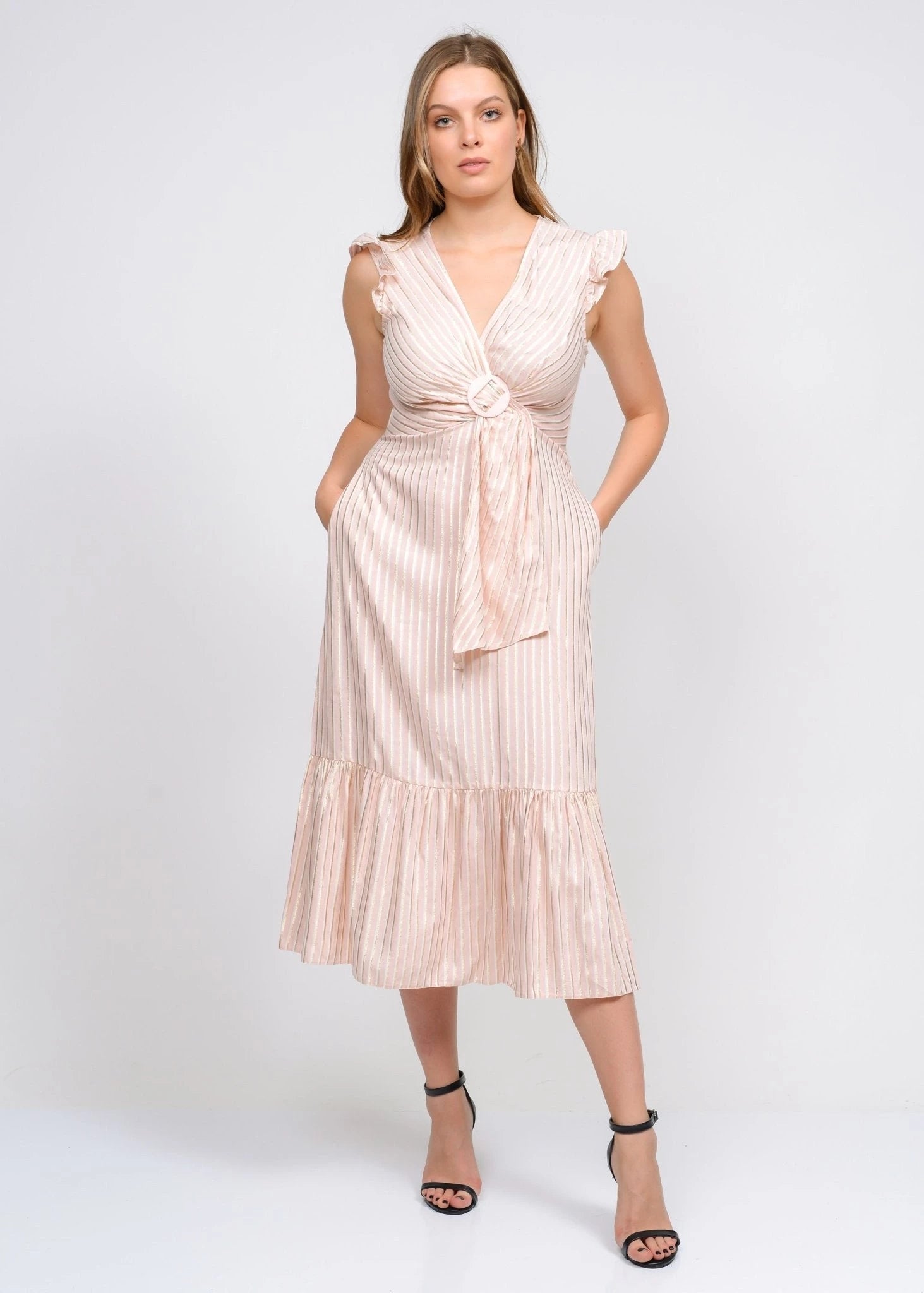 Long Bow Ruffled Hem Dress - MASHUP