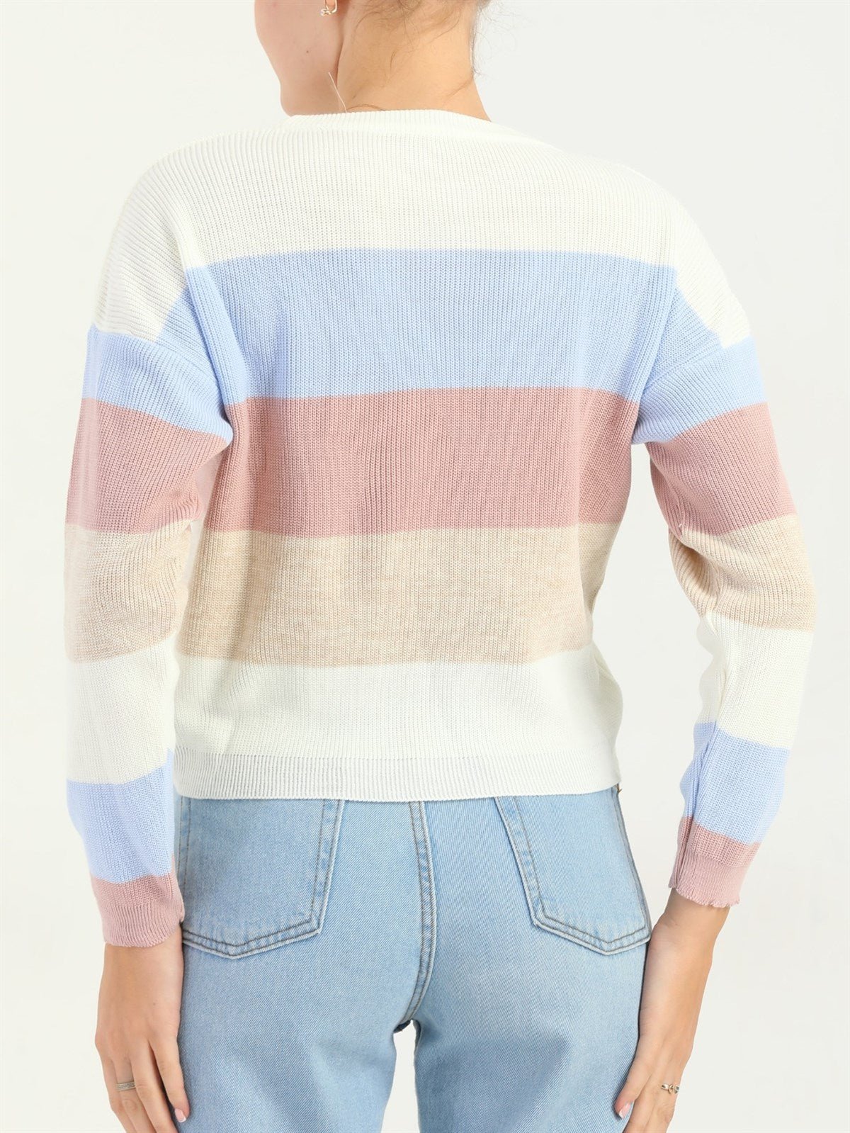 Neck Stripe Cotton Jumper - MASHUP