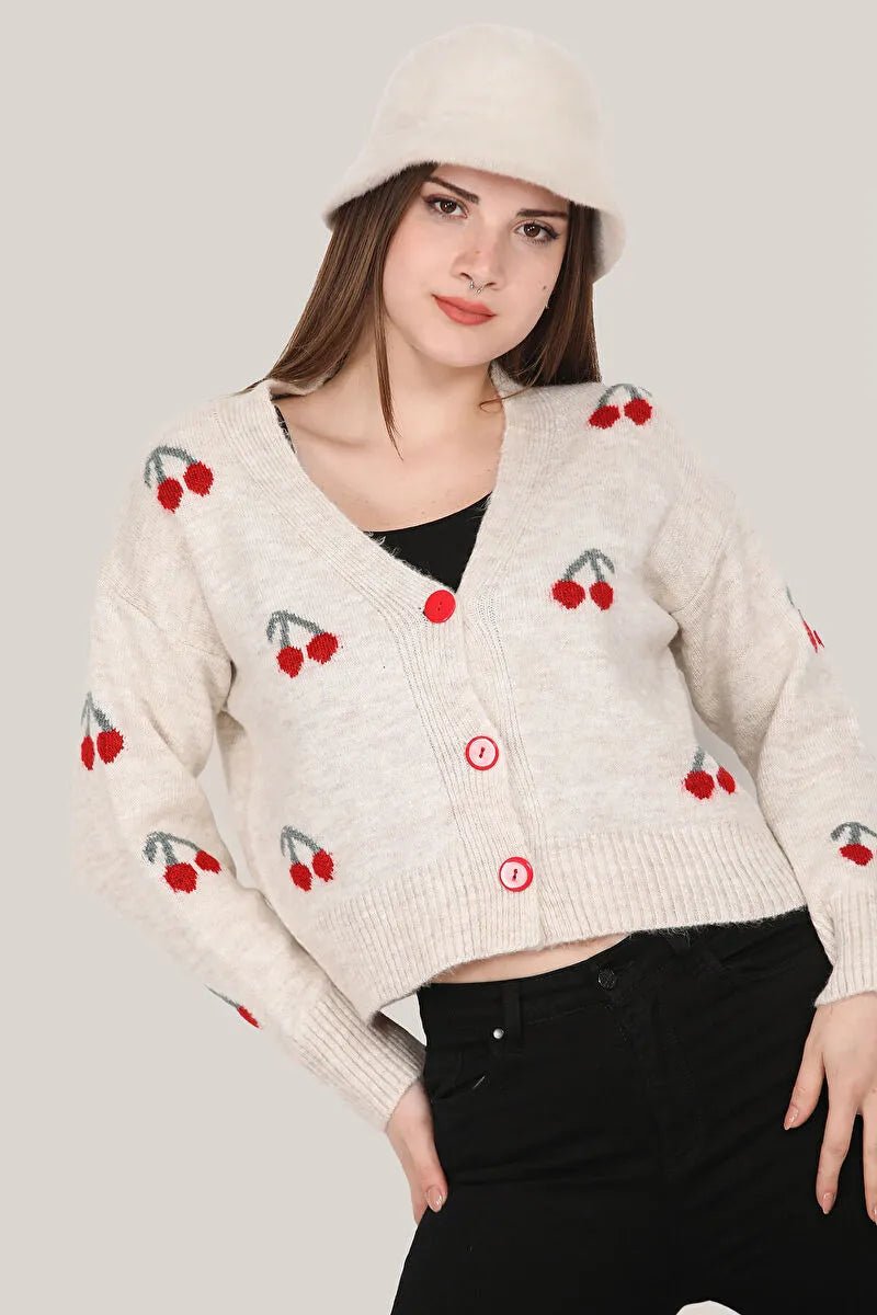 Ocean Love Vintage Print Kawaii Buttons Knitted Sweaters Women Spring - MASHUP