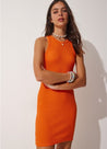 Orange Round Neck Dress - MASHUP