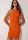 Orange Round Neck Dress - MASHUP