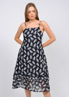 Printed Hem Ruffled Dress - MASHUP