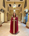 Red Abaya With Elegant Embroidery - MASHUP