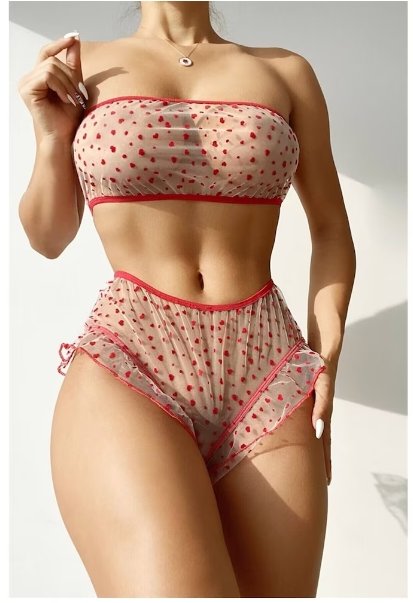 Red Heart print Swim wear - MASHUP