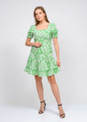 Ruffled Hem Printed Short Sleeves Dress - MASHUP