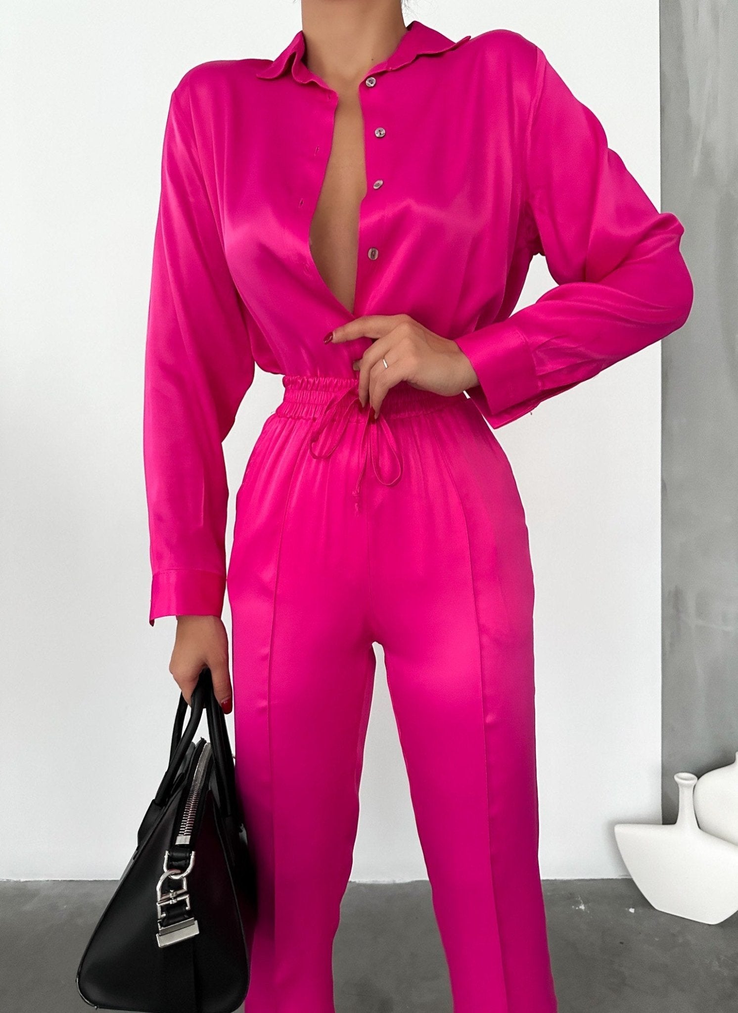 Satin Blouse and Pants Set - MASHUP