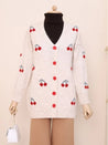 Soft Medium Length Cherry Embroidered Cardigan - MASHUP