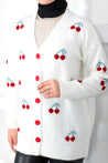 Soft Medium Length Cherry Embroidered Cardigan - MASHUP