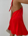 Solid Tie Backless Halter Dress - MASHUP