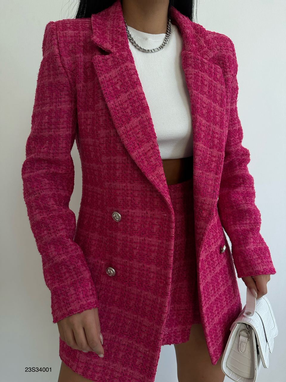 Tweed Blazer Jacket Skirt Set - MASHUP