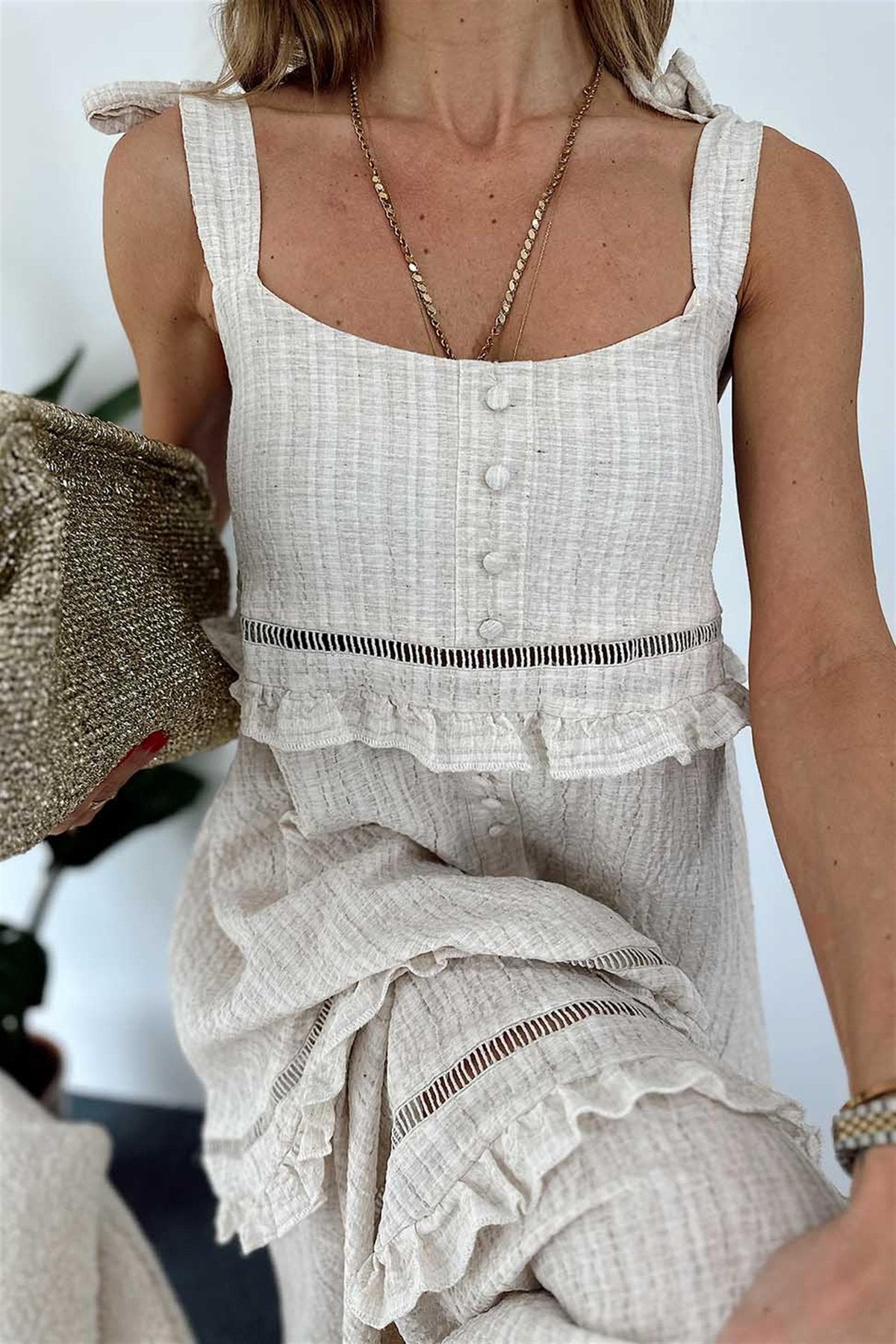 Woman's White Embroidery Dress - MASHUP