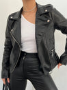 Women's Black Leather Jacket - MASHUP