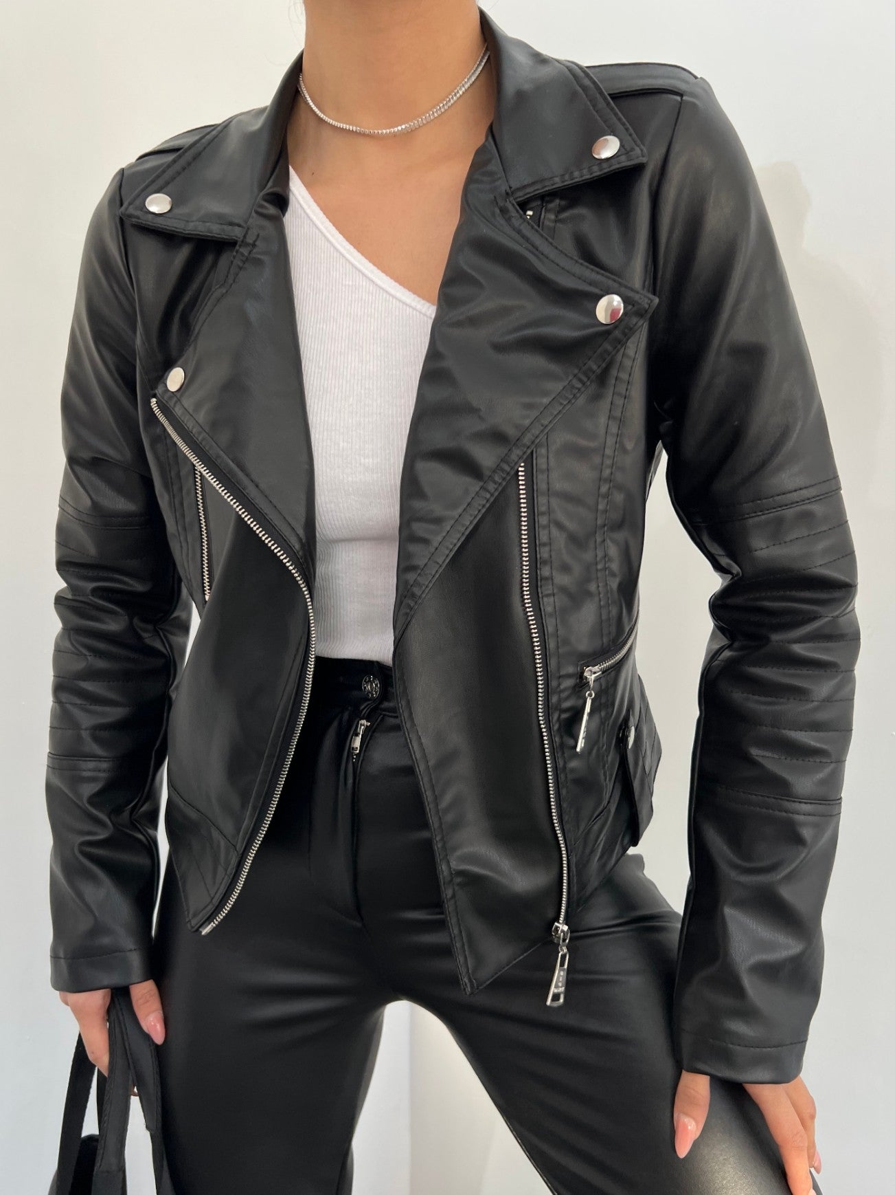 Women's Black Leather Jacket - MASHUP